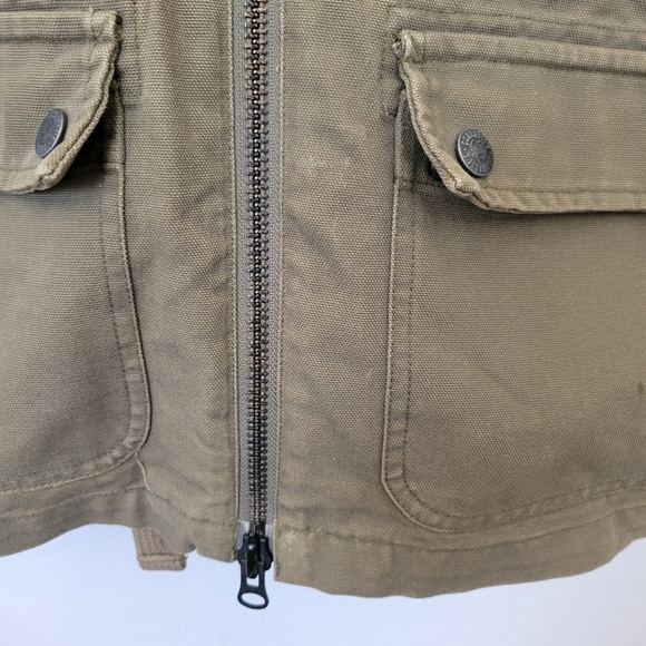 Carhartt Women's Medium Olive Green Canvas Utility Military Jacket Coat Workwear - Picture 3 of 12